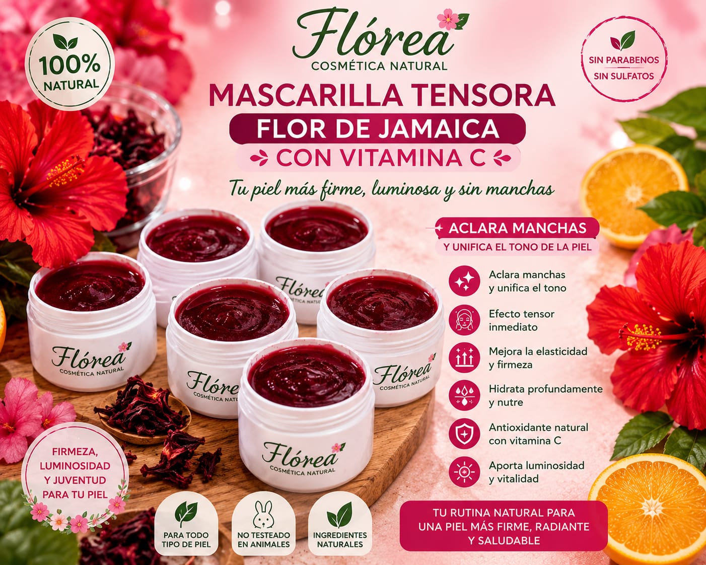 Mascarilla Flor de Jamaica Florea